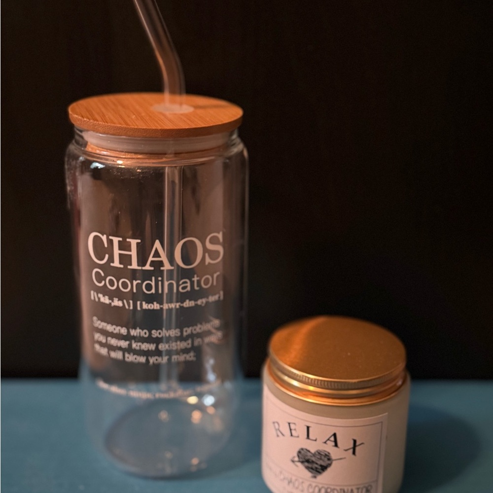 Chaos Coordinator Glass Tumbler with Bamboo Lid